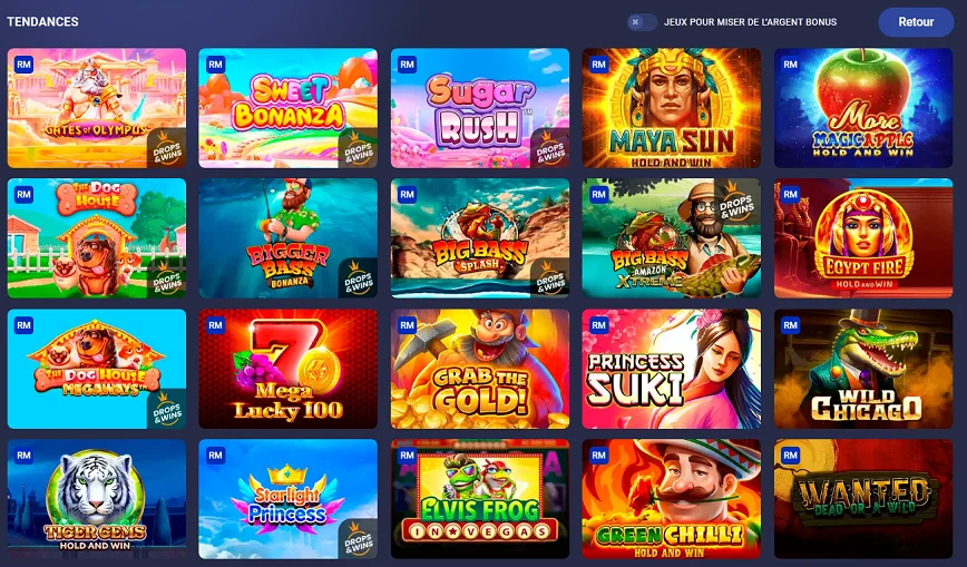 Jeux de machines à sous en ligne au Casino Legzo