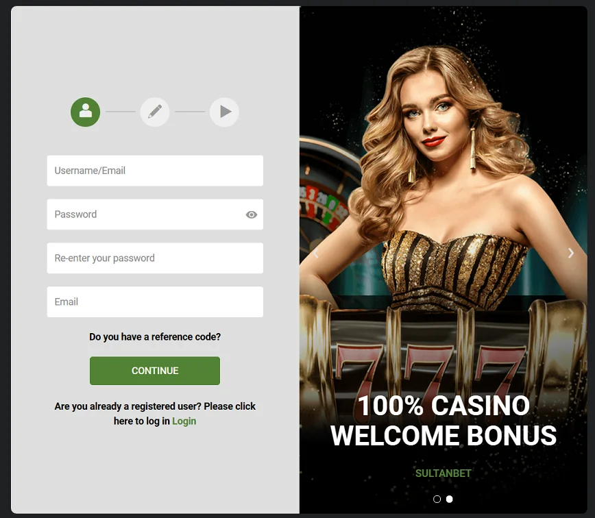 Registration at Sultanbet Casino
