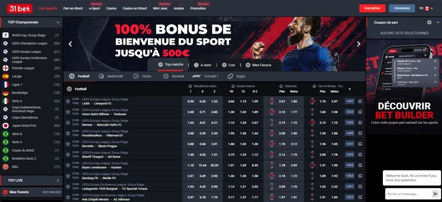 El deporte en 31Bet Casino