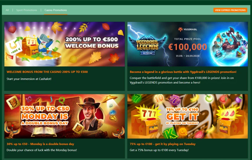 Promotions and Bonuses at Cashalot.bet Casino