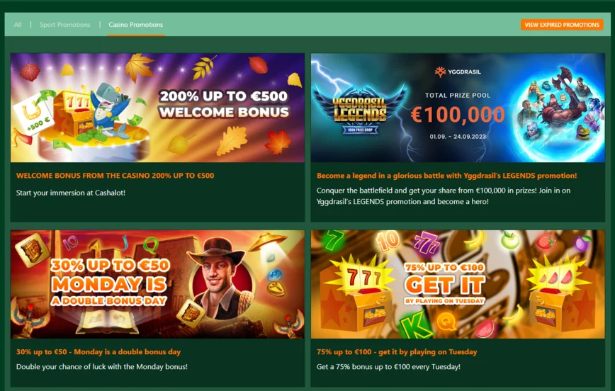 Promoções e bônus em Cashalot.bet Cassino