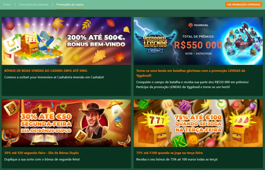 Promoções e Bônus no Casino Cashalot.bet