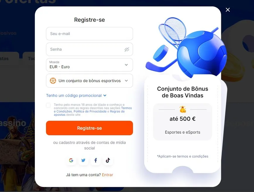 Inscrição no Vulkan Bet Casino