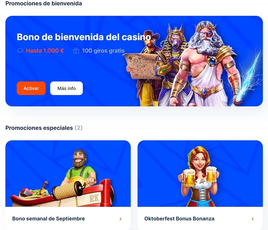 Promociones y bonos en Vulkan Bet Casino