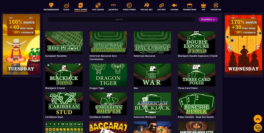 Table Games at Lucky Boy Casino