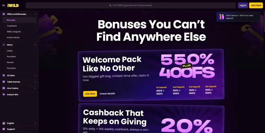 Promotions et bonus chez iWildCasino