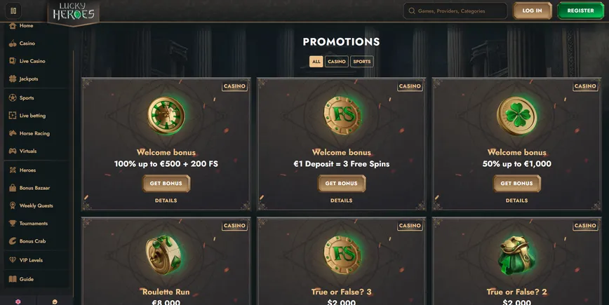 Promotions and Bonuses at Luck Heroes Casino