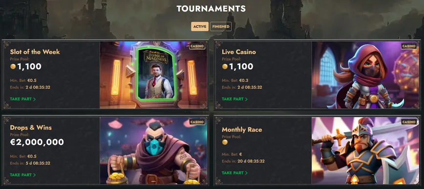 Tournaments and Races at Lucky Heroes Casino