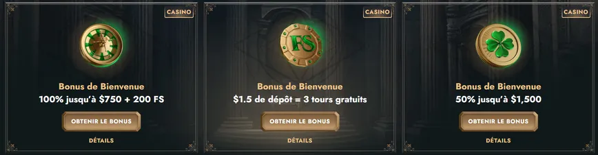 Bonus de bienvenue du casino Lucky Heroes