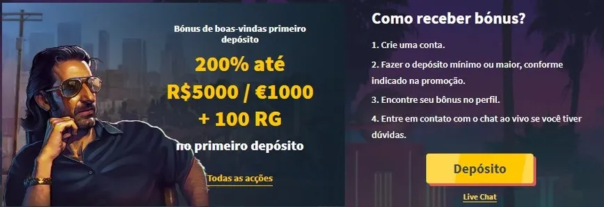 Primeiro depósito no Snatch Casino