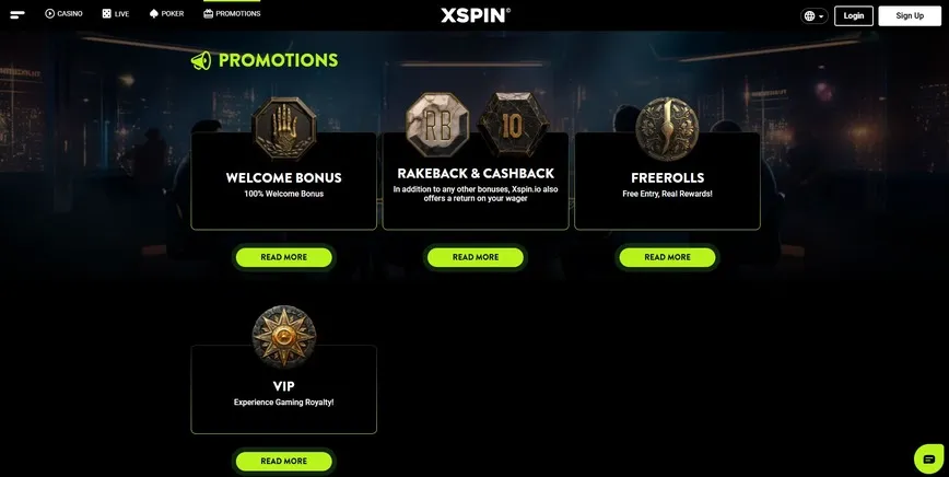 Promoções e bônus no Xspin Casino