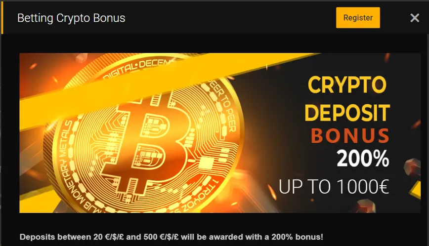 Crypto Deposit Bonus at 20Bets Casino