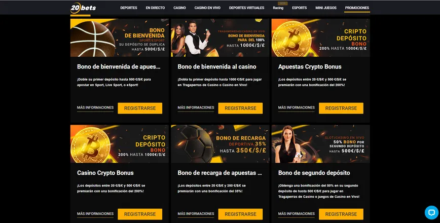 Promotions and Bonuses at 20Bets Casino