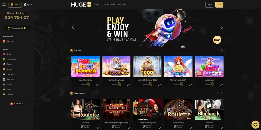 Página de inicio del casino en línea Hugewin