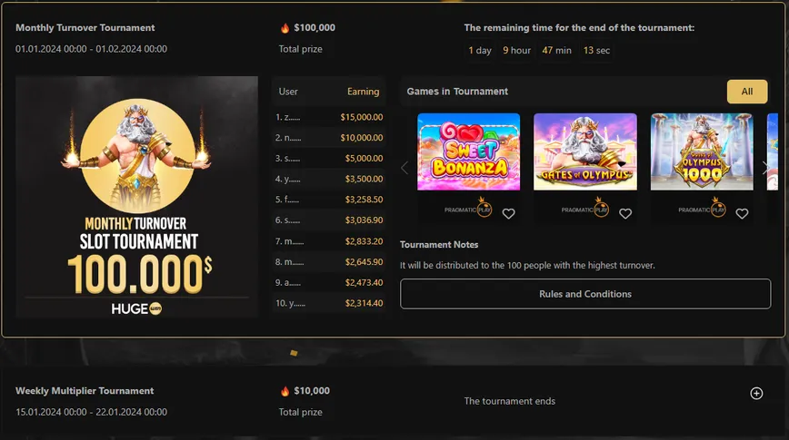 Online Casino Hugewin Tournaments