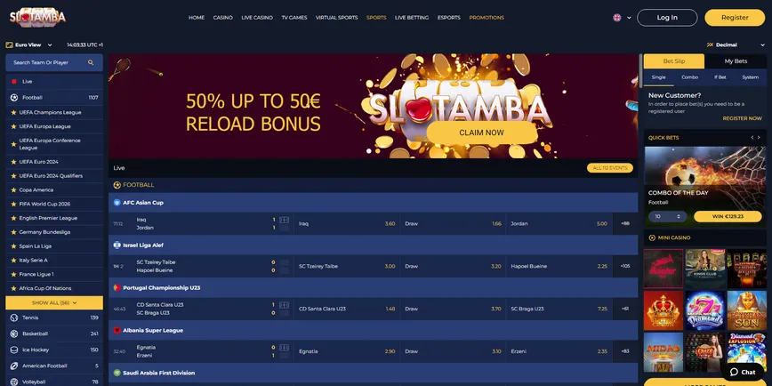 Page d'accueil du casino en ligne Slotamba