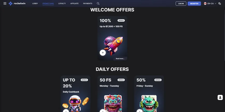 Promotions and Bonuses at RocketWin Casino