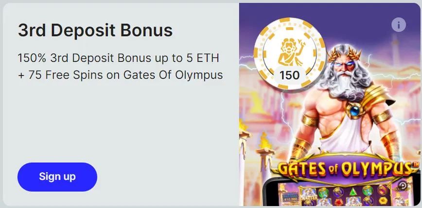 Third deposit bonus at CryptoBetSports Casino