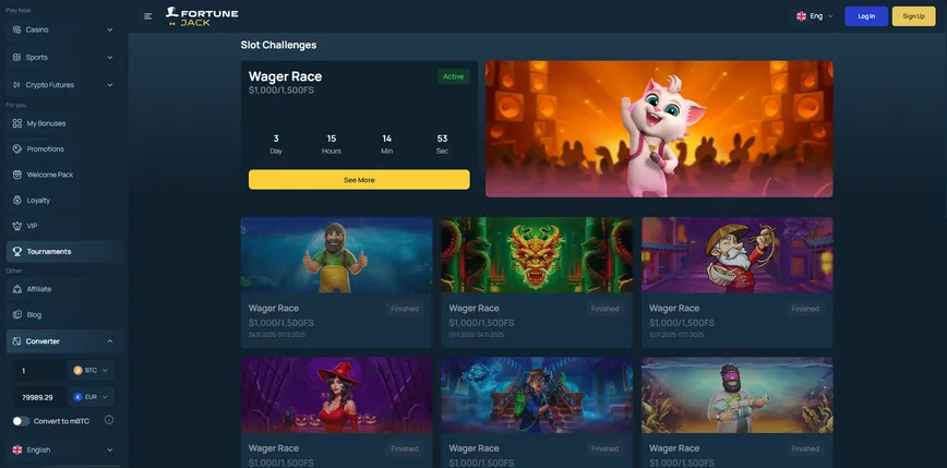 Torneos y Carreras en FortuneJack Casino