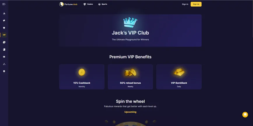 Programa VIP no FortuneJack Casino