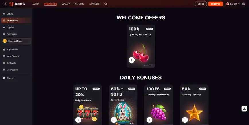Promotions and Bonuses at Gospin Casino
