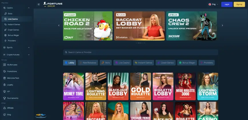 Juegos de Casino en Vivo con Crupier en FortuneJack