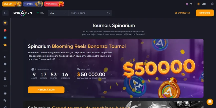 Tournois et courses au Spinarium Casino
