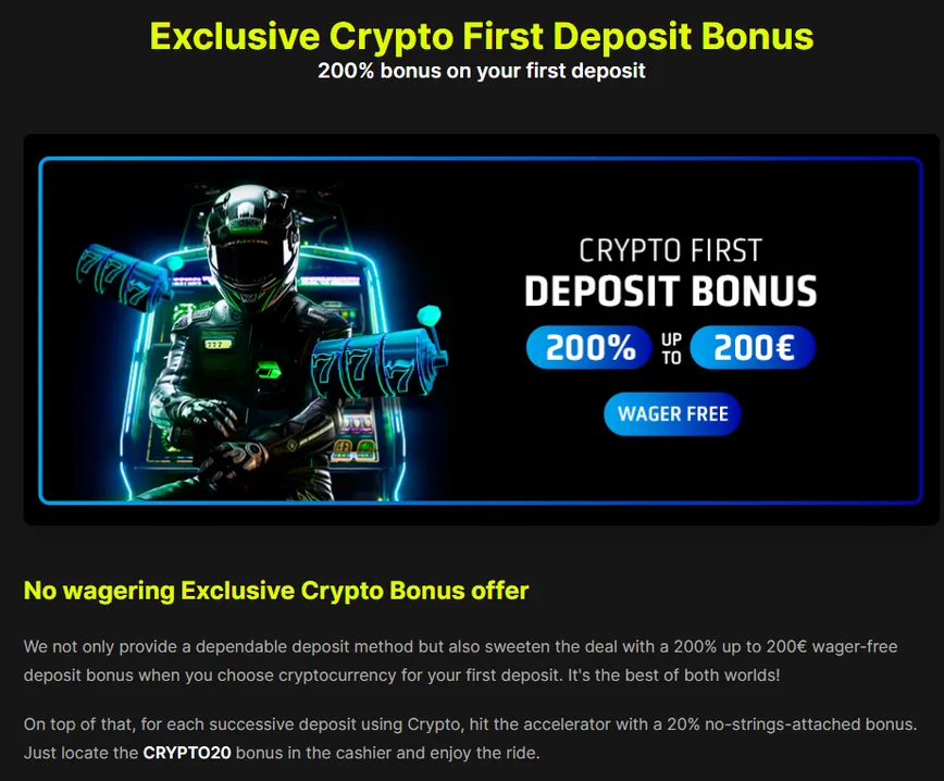 No wagering Exclusive Crypto Bonus offer at StakePrix Casino