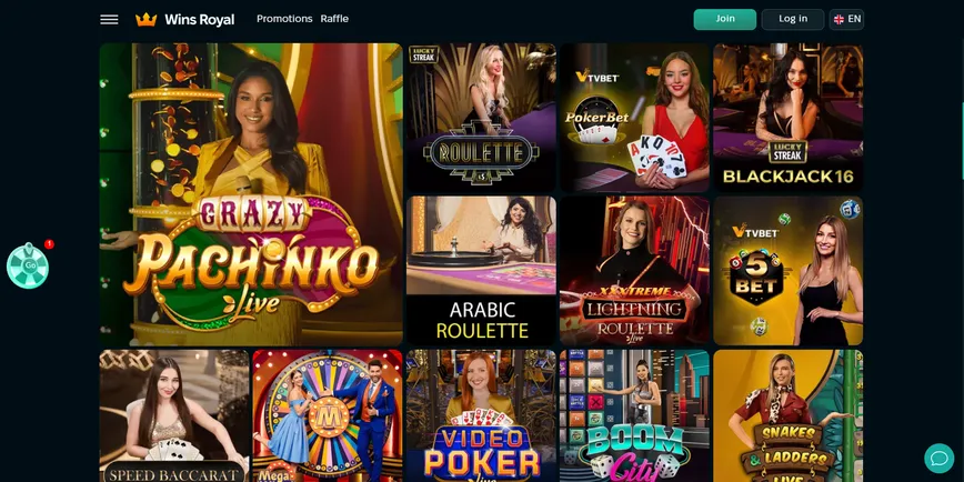 Live Dealer Casino Games at WinsRoyal Casino