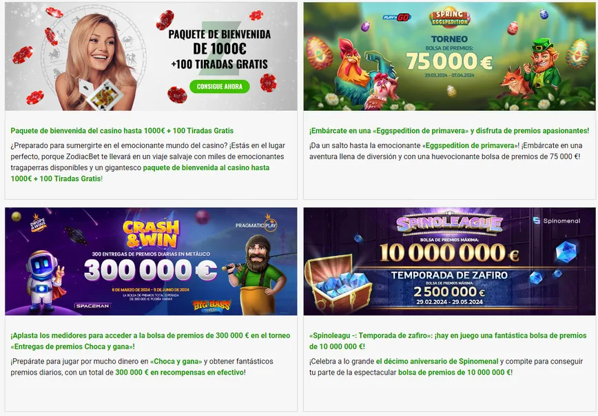 Promociones y bonos en Zodiacbet Casino