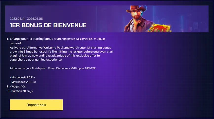 Bonus de premier dépôt sur JustBit Casino