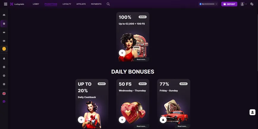 Promotions and Bonuses at LuckyReels Casino