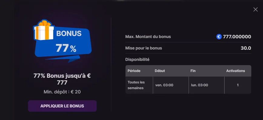 Bonus de recharge au casino LuckyReels