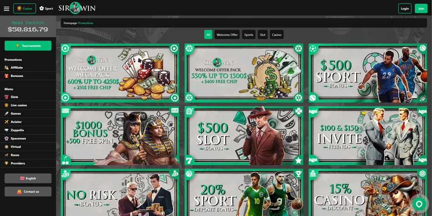 Promotions and Bonuses at Sirwin Casino