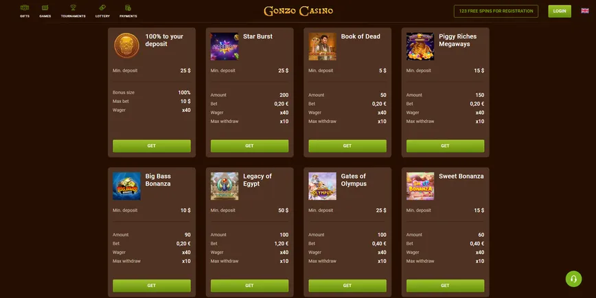  Promotions and Bonuses at Gonzo casino