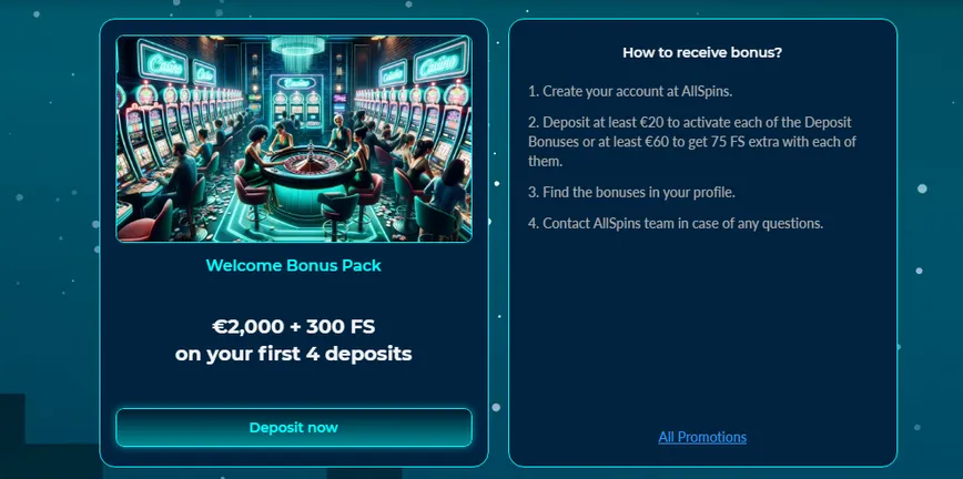 AllSpins Casino Welcome Bonus