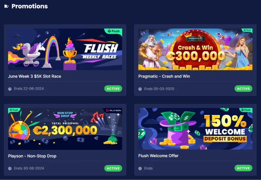 Promotions and Bonuses at Flush Casino