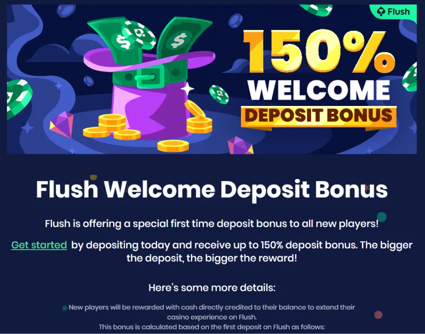 Flush Casino Welcome Bonus