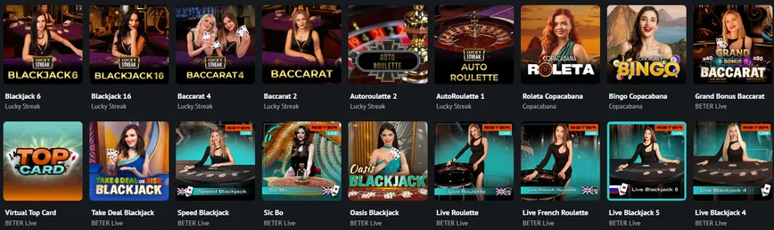 Juegos de casino con crupier en vivo en OSH Casino 