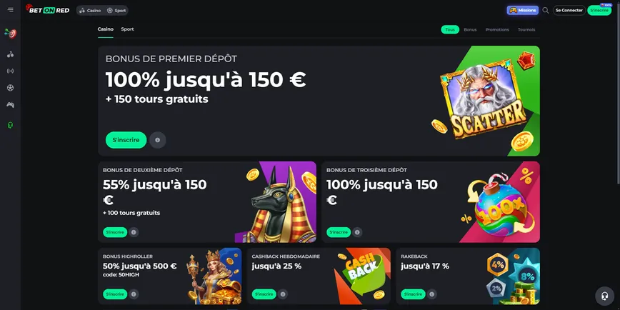 Promotions et bonus sur BetOnRed Casino