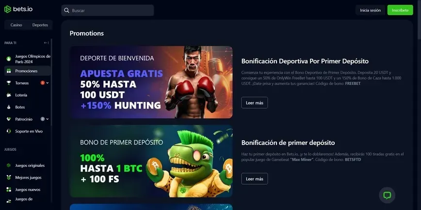 Promoções e bônus no cassino Bets.io