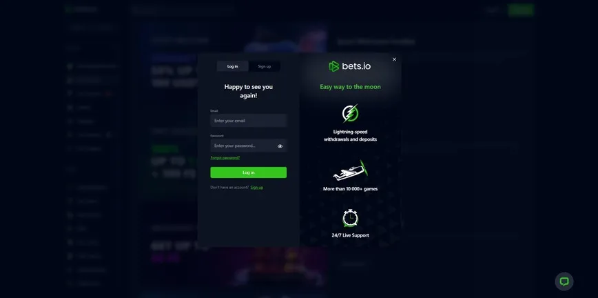 Inscription au casino Bets.io