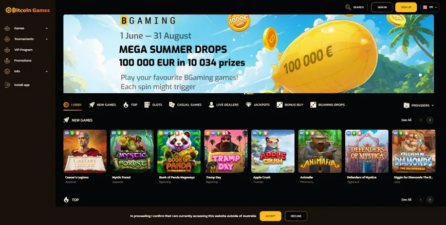 About at Bitcoin Games Casino