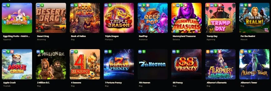 Máquinas tragamonedas en Bitcoin Games Casino