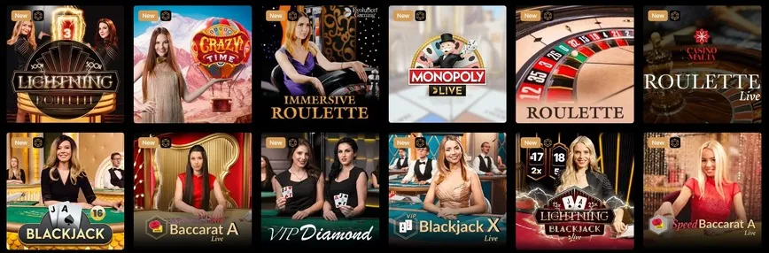 Jeux de casino avec croupier en direct sur Kingdom Casino 