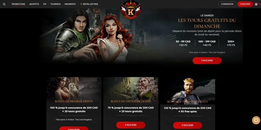 Promotions et bonus sur Kingdom Casino