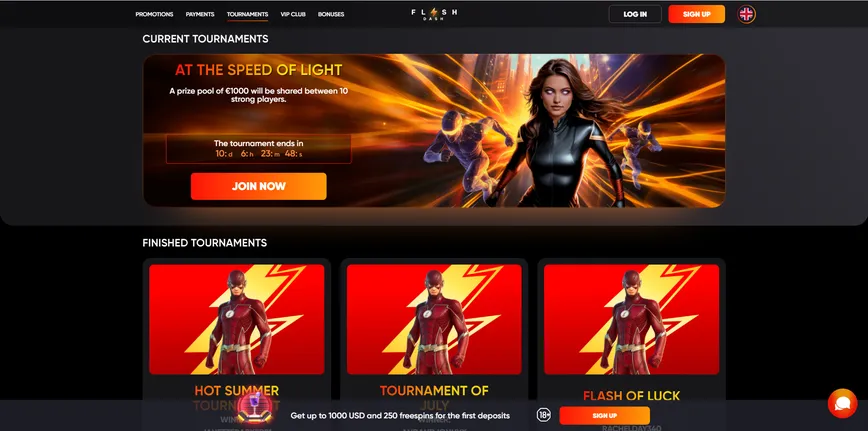 Tournaments and Races at FlashDash casino