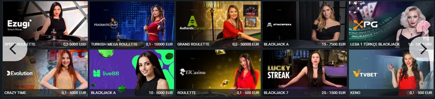 Jeux de casino avec croupier en direct sur BetAndYou Casino 