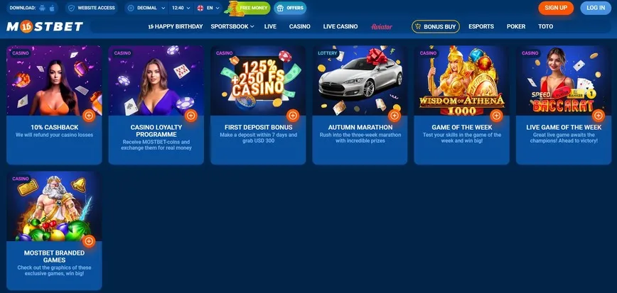 Promociones y bonificaciones en MostBet Casino