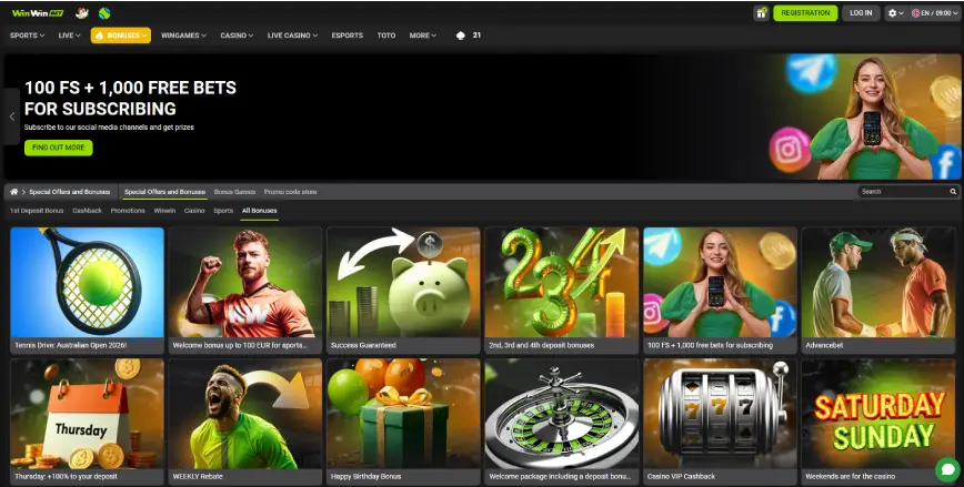 Promoções e bônus no WinWin Casino